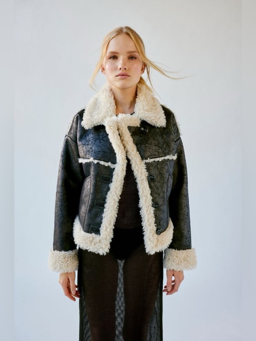 Urban Outfitters Maria Faux Leather & Shearling Jacket size medium
